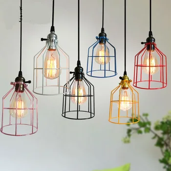 

Iron pendant lights retro personality bar cafe bookstore yellow/black white red pink single head lighting pendant lampsGY28