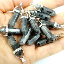 Натуральный Камень лабрадорит тигровый глаз бирюза Кристалл кварц Шарм Подвески для diy ювелирных изделий ожерелья Аксессуары 24 шт