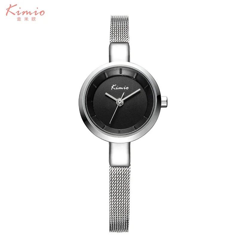 KIMIO, женские кварцевые часы, хит, элегантные, сетчатый Браслет, ремешок, женские наручные часы, простой дизайн, платье, часы,, женские, подарок, часы