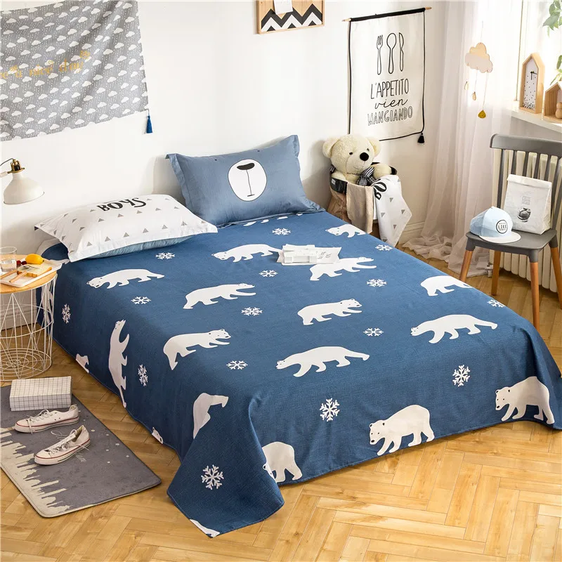 

Cute Cartoon Blue + White Elephant Pattern 100% Cotton Queen Home Textiles Bedding 3 Pcs Bed Sheet Set + Pillowcase Super Soft