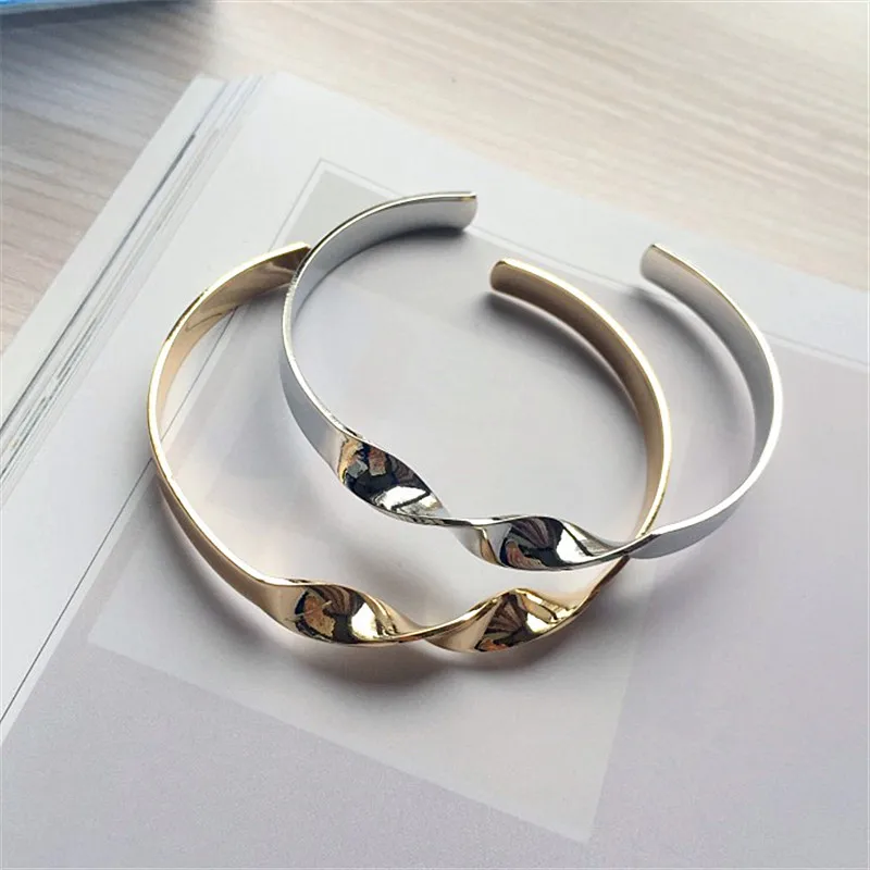 Европейский и американский очень минималистичный сверкающий золотой серебряный металлический браслет, женские модные браслеты, тонкий браслет