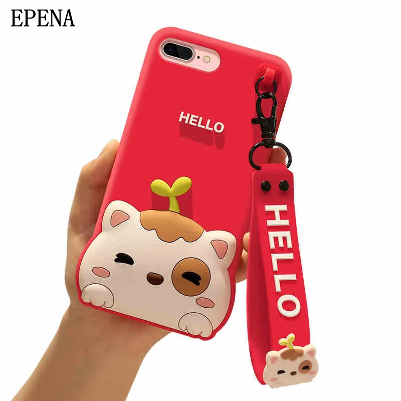 

Lovely girl Case For Iphone X 7 8 plus 6 6s plus Cartoon kitten Phone Silicone Soft Mobile Band Lanyard Cover Case For Iphone X
