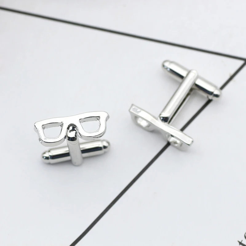 Luxury-Glasses-Tie-Clips-Cufflinks-For-Mens-High-Quality-Silver-Spectacles-Men-French-Shirt-Cuff-Link (3)