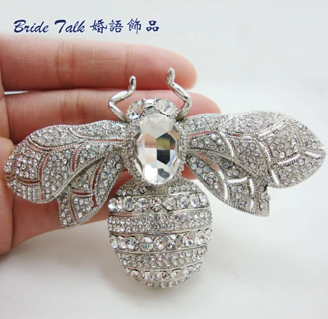 2pcs Broches Cristal Pins Insecte Abeille Épingles Broche Animaux