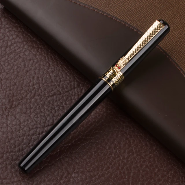 Special Price DIKA WEN lapiceros creativos Luxury Gold 3D Dragon Pattern Rollerball Pen High Quality Metal Ballpoint Pens for Writing 