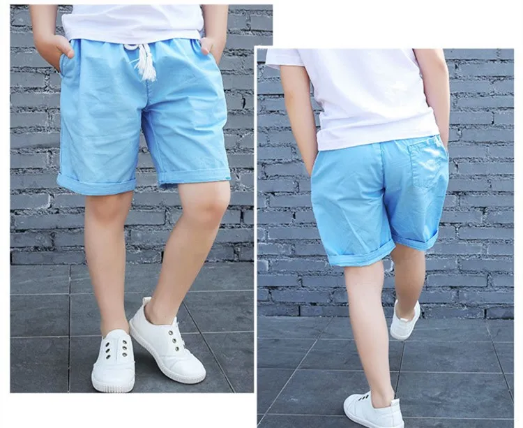 2018 Solid Colors Kids Trousers Casual Loose Mid Children Pants Five Sub 3-14Y Boys Shorts elastic waist Multicolored KP-1813 boys elastic waist solid pants