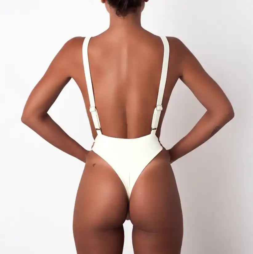 white one piece thong swimsuit