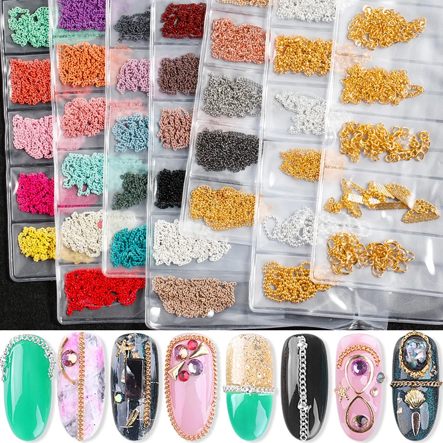 

1 Pack Various Shapes Chains Ring Buckle 3D Metal Nail Art Decorations Multi-colore Manicure Accessories DIY Alloy Nail Studs