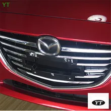 Chrome front grille trim auto grille decoration cover for Mazda 3 AXELA 2014 2015,ABS chrome,8pc/lot,free shipping abs chrome front grille grill cover trim ring auto exterior accessories 6402a313 for mitsubishi asx 2013 2015