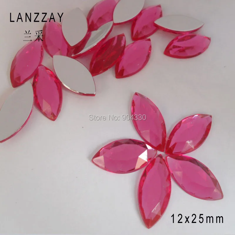 

Free Shipping LANZZAY 100pcs Fuchsia 12x25MM Eye Shape Flatback Rhinestone Acrylic Diamond Jewelry Garment Crafts DIY Decoration
