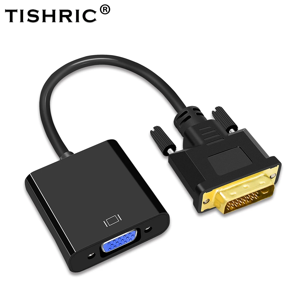 TISHRIC adaptador DVI a VGA de DVI D, convertidor de Cable de vídeo 24