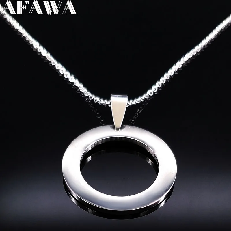 

2019 Fashion Round Stainless Steel Necklaces Women Jewelry Silver Color Statement Necklace Jewelry Gift collar mujer N18005