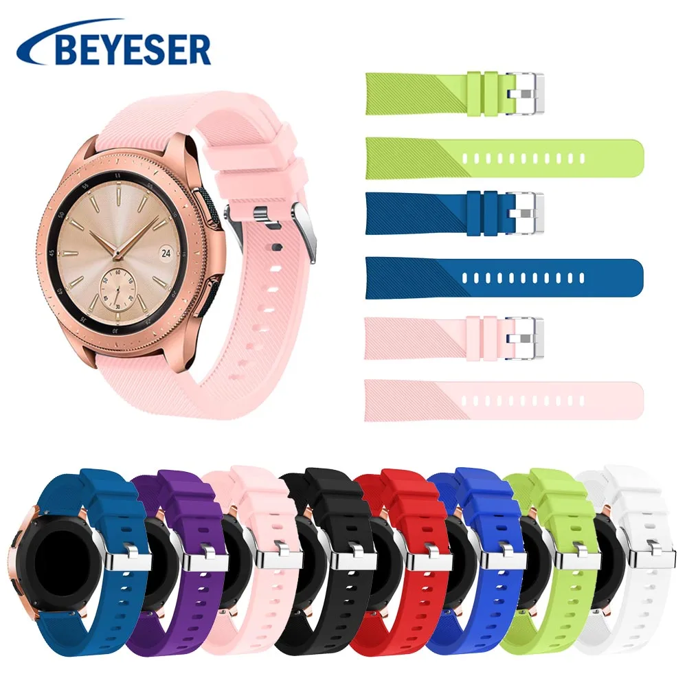 

20mm Silicone Soft Strap for Samsung Galaxy Watch 42mm Version SM-R180 Stripe Replacement Bracelet for Samsung Gear S2/Sport
