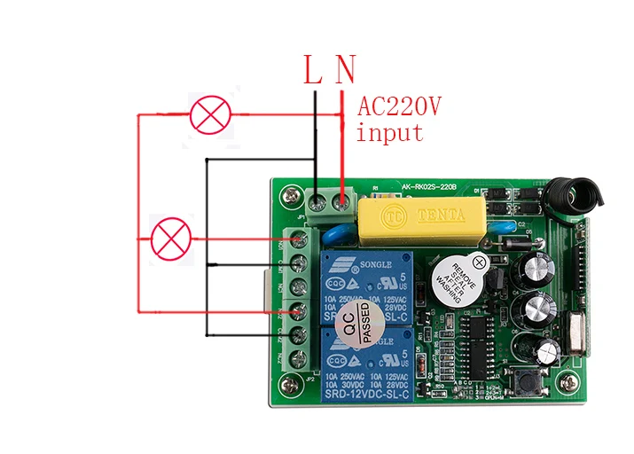 AC 220 В 2 канала 2CH 10A радио управление Лер RF беспроводной Реле дистанционное управление переключатель 315 МГц 433 МГц передатчик+ приемник