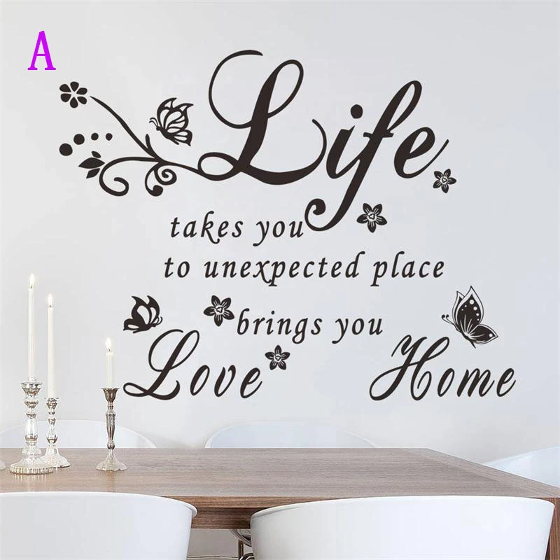 Autocollants Muraux Amour Apporte La Maison Autocollant Citation Famille Chaude Stickers Papillon Branche Flore Decoration De Salon Inspiration Aliexpress