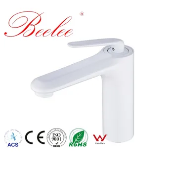 

Beelee Bathroom Basin Faucet Modern White Copper Sink Faucet Hot And Cold Water Electroplating Tap Popular Single Hole Tap