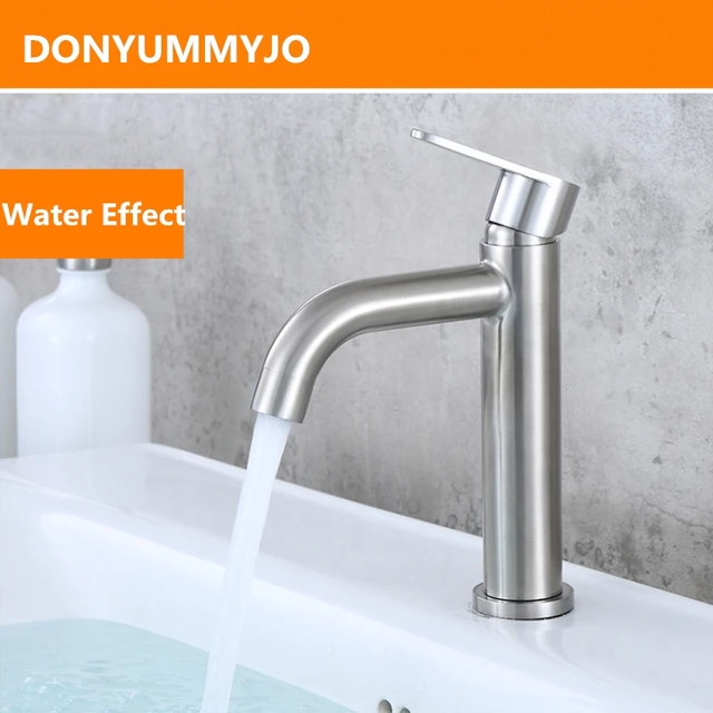 Us 14 82 25 Off Wholesale And Retail 304 Stainless Steel Finished Deck Bathroom Basin Sink Faucet Vanity Vessel Sinks Mixer Tap Cold Water Tap In
