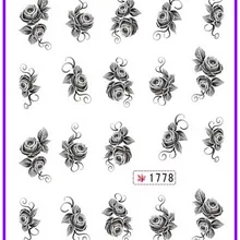 6 упак./лот блеск переводка NAIL ART наклейки на ногти черного цвета с цветочками для вечеринок гардении Савона MARGUERITE SY1773-1778