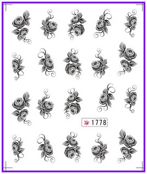

6 PACK/ LOT GLITTER WATER DECAL NAIL ART NAIL STICKER BLACK FLOWER GARDENIA SAVONA MARGUERITE SY1773-1778