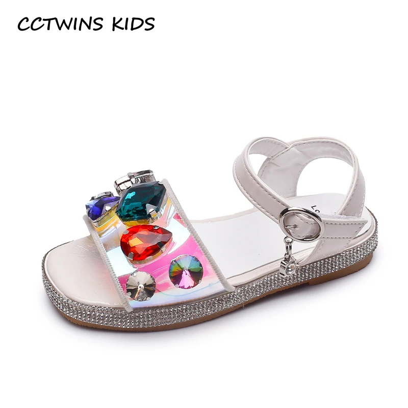 

CCTWINS Kids Shoes 2019 Summer Girls Fashion Rhinestone Party Dress Shoe Toddler Children Flat Princess Baby Brand Sandals PS739