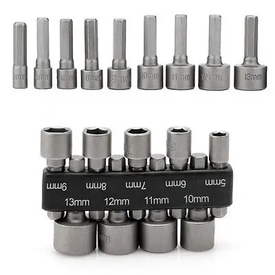 

9Pcs 5-13mm Power Nut Driver Drill Bit 1/4" Hex Shank Metric Socket Wrench Screw Universal Wrench Bionic Torque