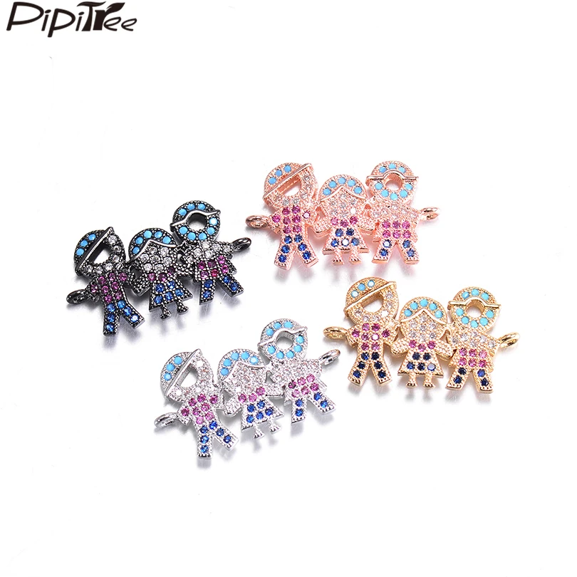 Pipitree AAA фианит папа и девочка мама семья Бусины Подвески для изготовления