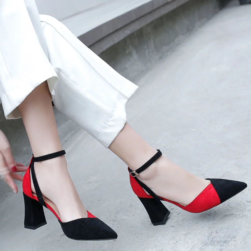 SINXE Ladies Genuine Leather Flock Material Fashion Women Shoes Female High Heel Womens Leisure Sandals