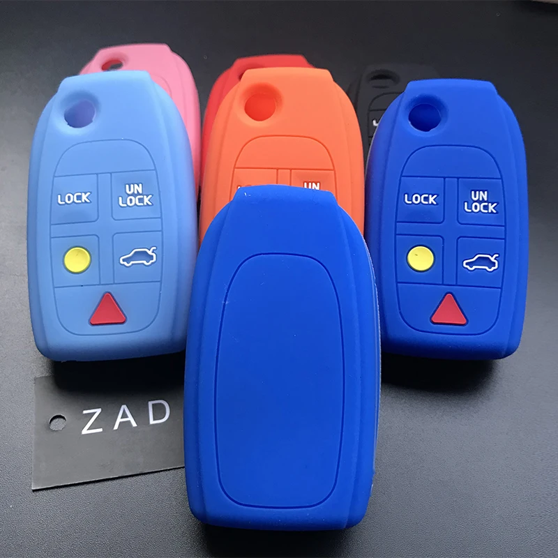 Silicone Rubber Car Key Case Cover Holder Protect Set For Volvo S80 S60 V70 XC70 XC90 D05 Folding Flip 5 Buttons Remote Key