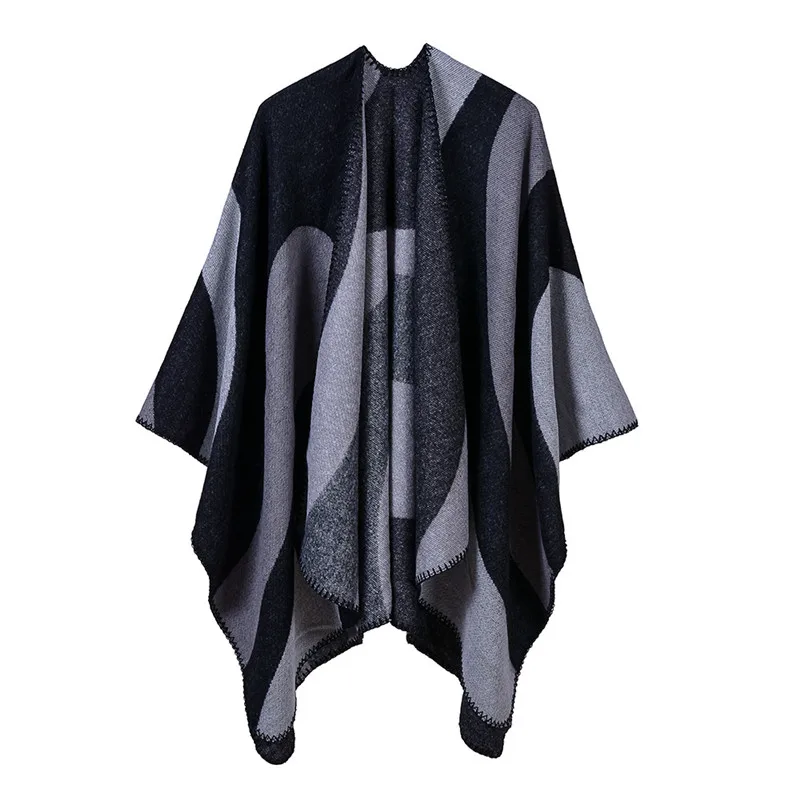 Foulard Femme женская шаль в полоску пончо Женская шаль Кашемир пашмины зимний шарф женский Палантин женский шарфы женский шарф RS004 - Цвет: Black