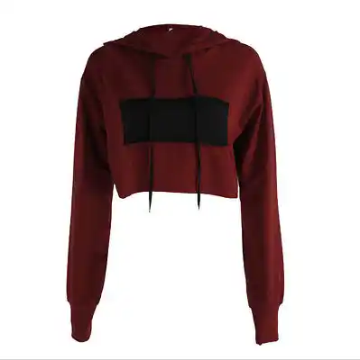 maroon crop top hoodie