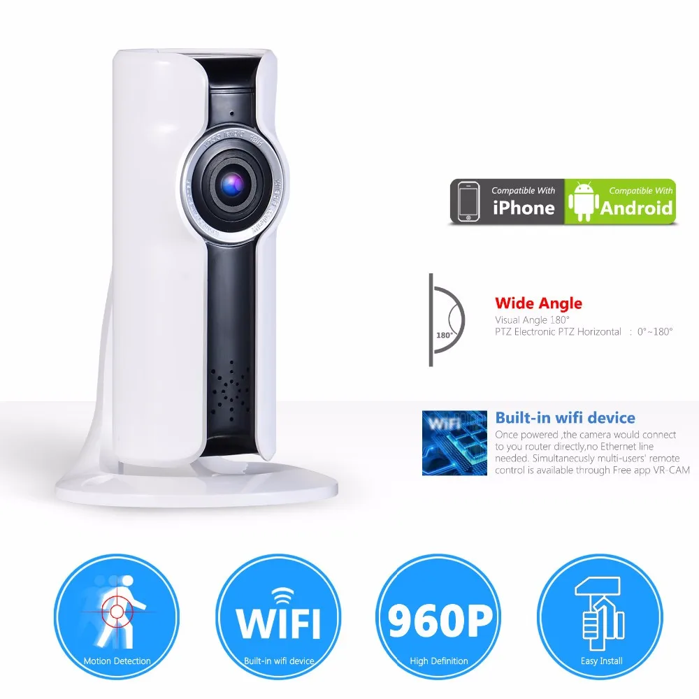 

Mini Wifi VR IP Camera Wireless 960P HD 180 panoramic Network CCTV Security Camera Home Protection Surveillance Camera