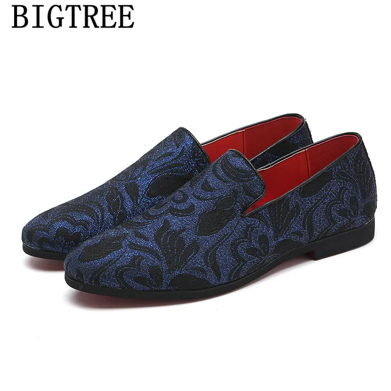 Мужские лоферы; обувь с вышивкой; итальянский бренд; coiffeur; элегантная обувь; Мужская официальная обувь в винтажном стиле; Мужские модельные туфли; calzado hombre ayakkabi - Цвет: Синий