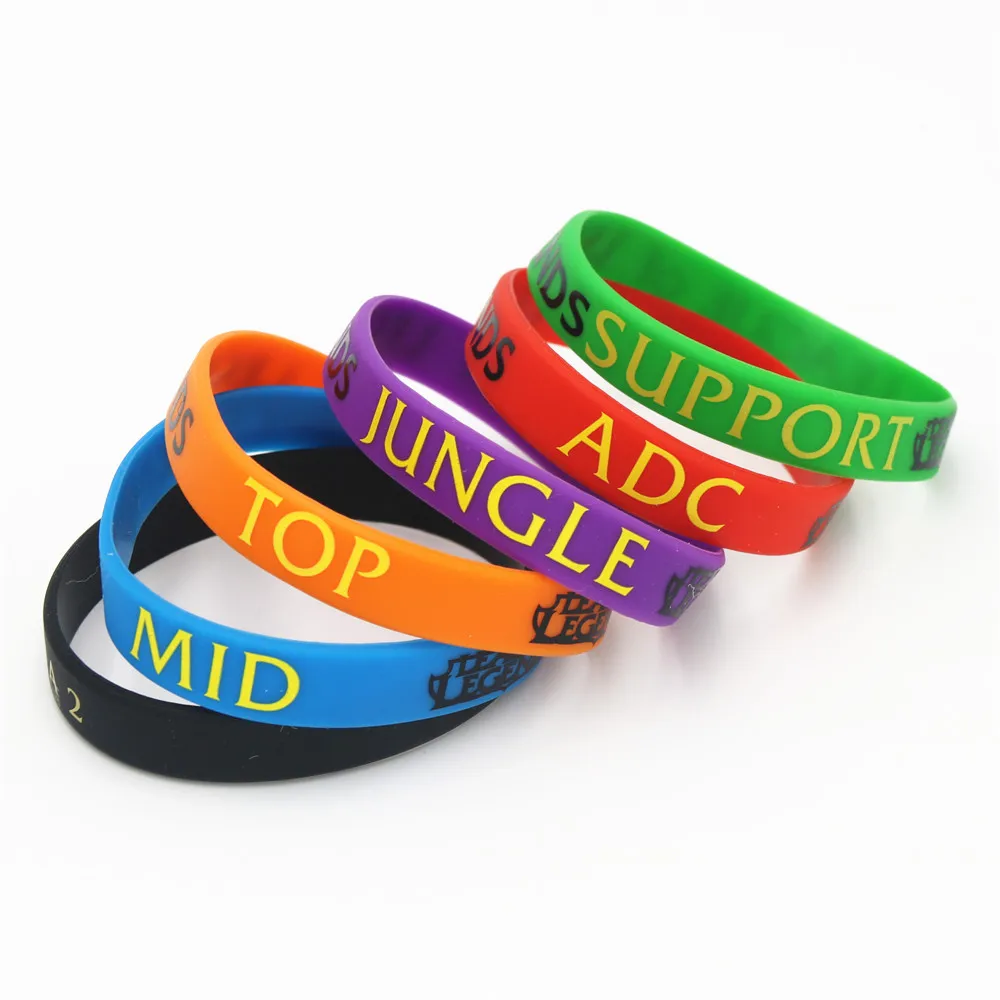 

1PC LOL Bracelet League of Legend Wristband Silicone Bracelet with ADC, JUNGLE, MID, SUPPORT, DOTA 2 Printed Band SH001