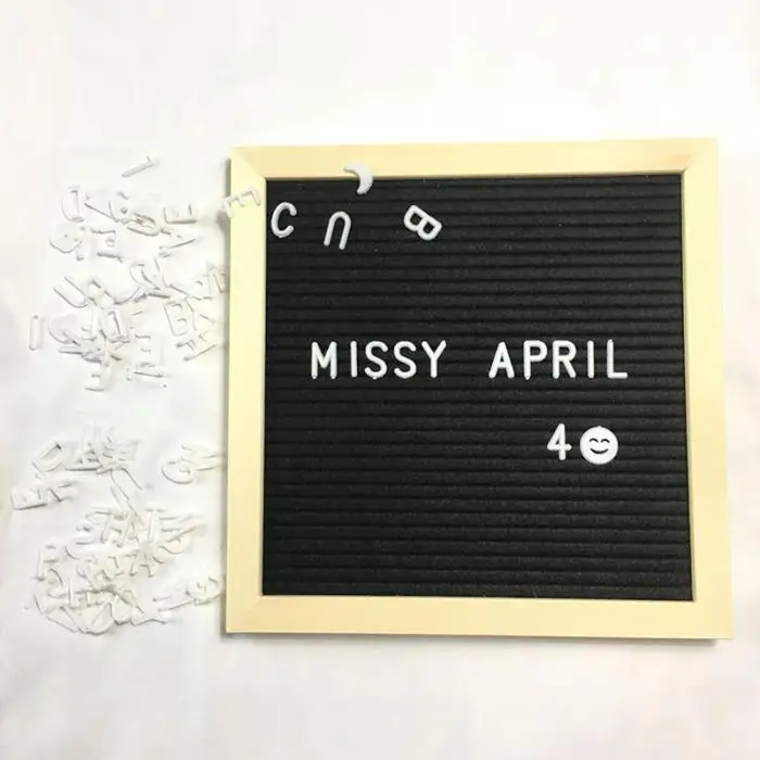 Felt Letter Board Wooden Frame Changeable Symbols Numbers Characters Message Boards for Home Office HFing