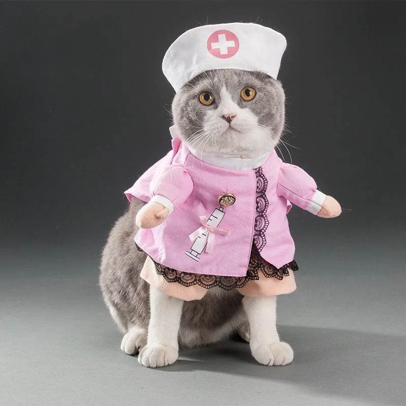 Забавная маленькая одежда для кошек, собак, одежда для медсестры на Хеллоуин, костюм для игры в щенков, одежда для домашних животных, костюм для кошек, товары для каттена, клединг, хунд