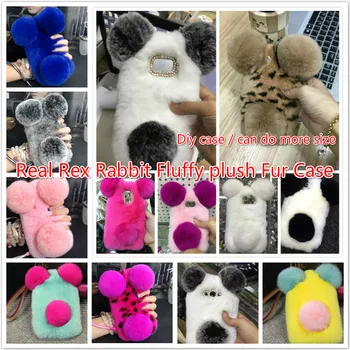

cute Panda Real Rex Rabbit Fluffy plush Fur Case For samsung galaxy A3 A3000 2016 A3 A310 A3100 warm fluffy Hair plush Cove