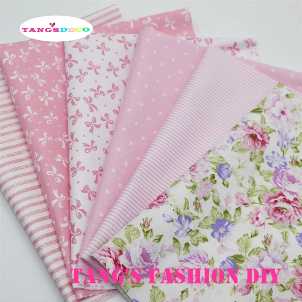

6PCS---High Quality 40x50cm DIY cotton fabric pink style sets