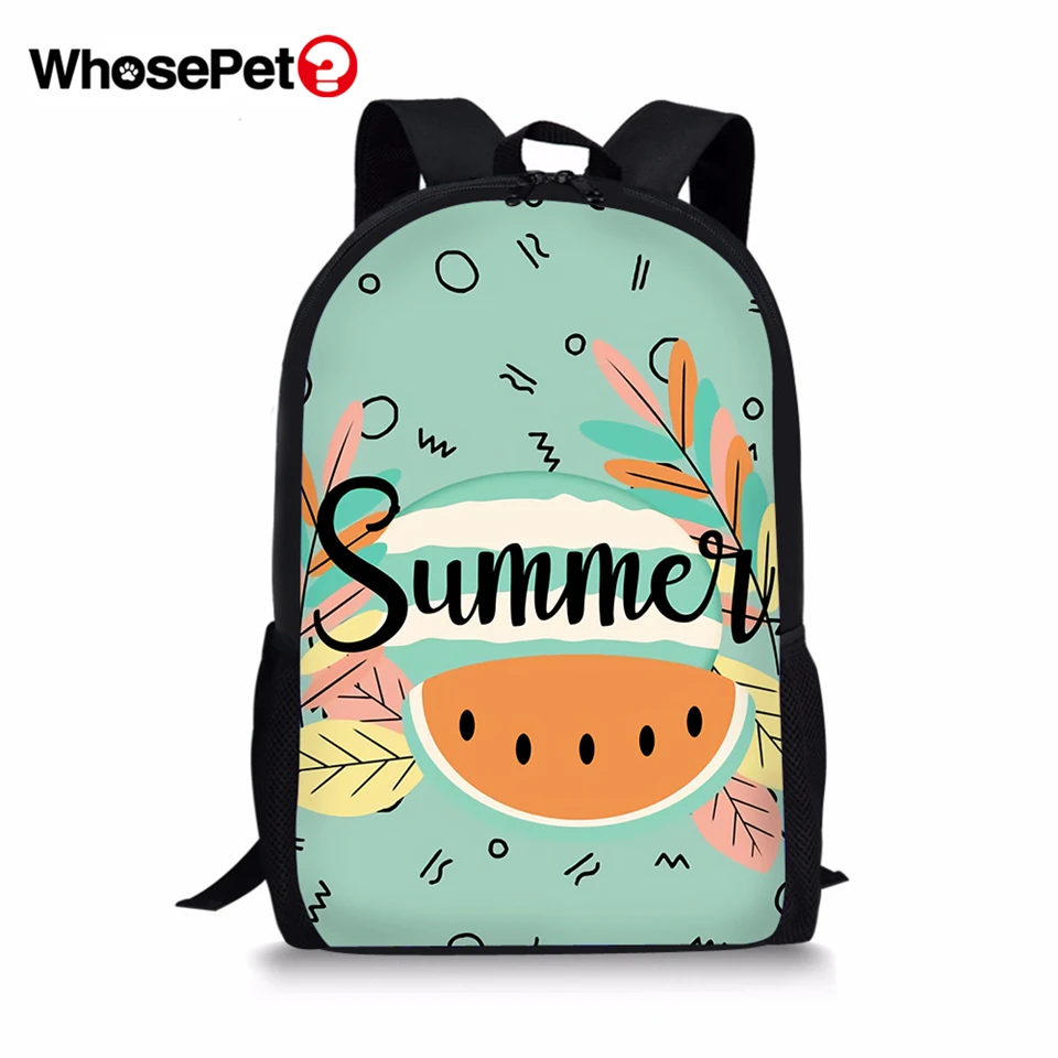 

WHOSEPET Strawberry Prints Pattern School Backpack Cartoon Fruits Students Girls Book Bags Fashion Women Travelling Bags