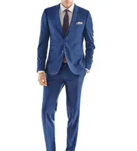 MS15 New Arrival Custom Made Fashion Blue Wedding Suits For Men Two Buttons Groom Tuxedos Groomsmen Suits Jacket+Pants
