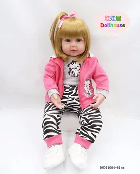 

22" 58cm Rebirth Doll Soft Silicone Eva Matryoshka Doll Princess Reborn Domino Dress Blond Kid Christmas Gift