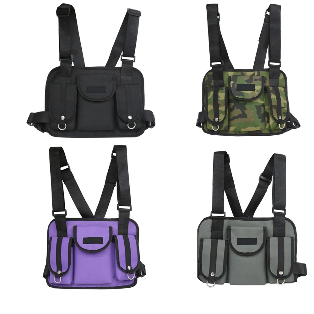 

Fashion Chest Rig Bag Vest bag Hip Hop Street Wear Functional Tactical Chest Bag Portable Shoulder Bags Black Camo Grey Purple