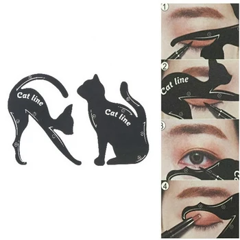 

2 PCS=1Set Women Cat Line Eyeliner Stencils Pro Eye Makeup Tool Eye Template Shaper Model Easy to make up DIY Decoration