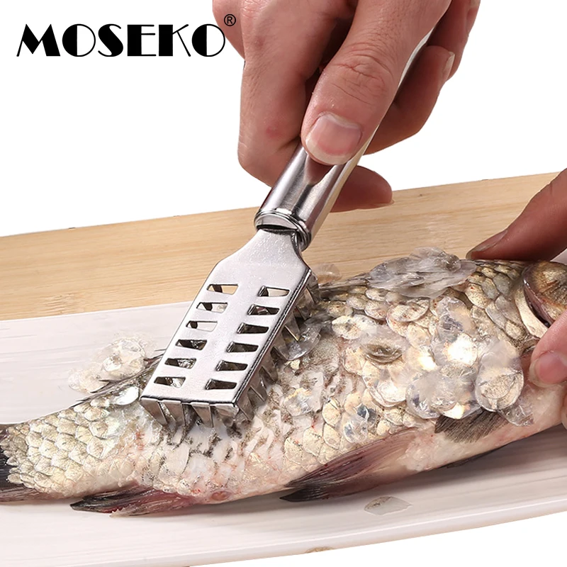 

MOSEKO Stainless Steel Fish Skin Brush Scraping Fishing Scale Brush Graters Remove Fish knife Cleaning Peeler Scaler Scraper