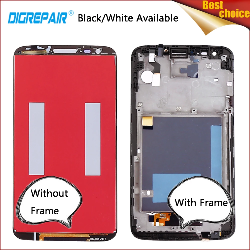 Black LCD Screen Mobile Phone LCD Display Touch Panel with Frame for LG Optimus G2 // D802 Color : White