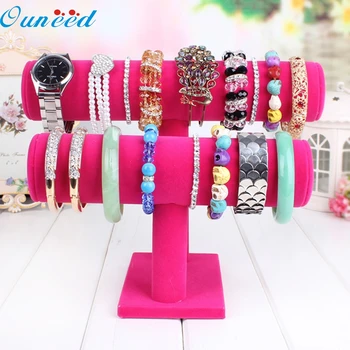 

2 Tiers T-Bar Velvet Bangle Bracelet Watch Holder Jewelry Display Stand levert dropship D630