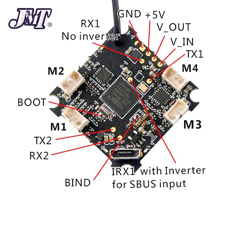 JMT Happymodel Mobula7 Crazybee F4 PRO Контроллер полета 1-2S совместимый, Flysky/Frsky приемник для 2S бесщеточный крошечный BWhoop