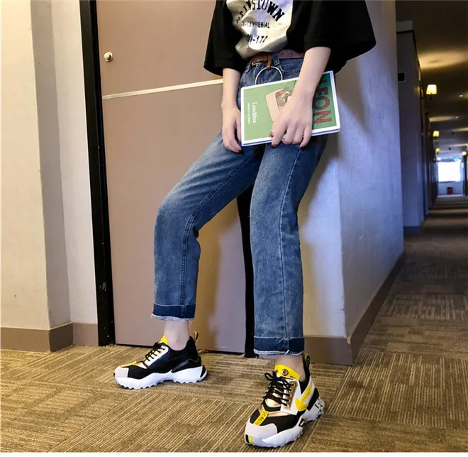 Sneakers Women Running Shoes Increasing 6CM INS Ulzza Harajuku Sneakers Cushioning Height Platform Breathable Sports Walking (22)