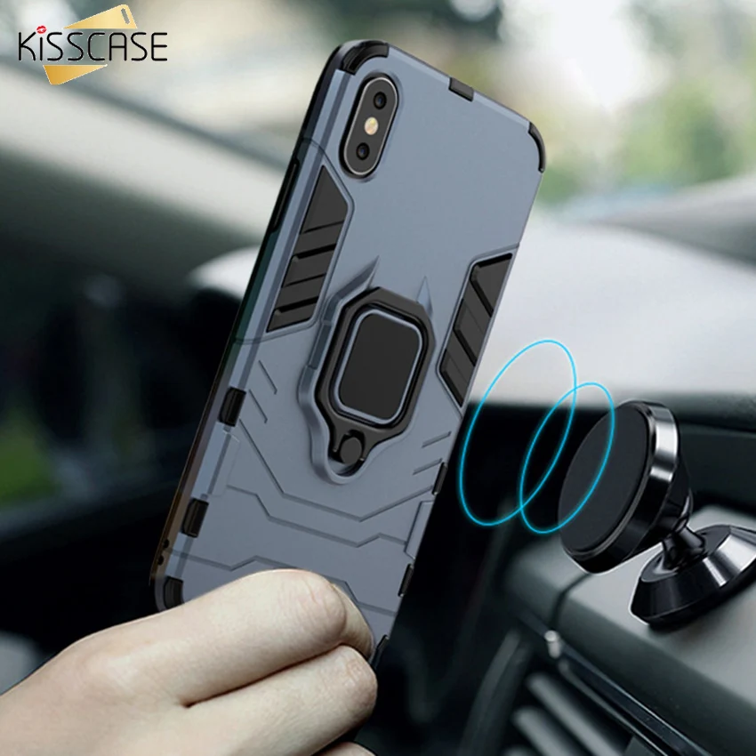

KISSCASE Multi-function Armor Case For iPhone X XR 7 8 Ring Holder Shockproof Case For iPhone XS Max 6 6s Plus 5s Cover Fundas