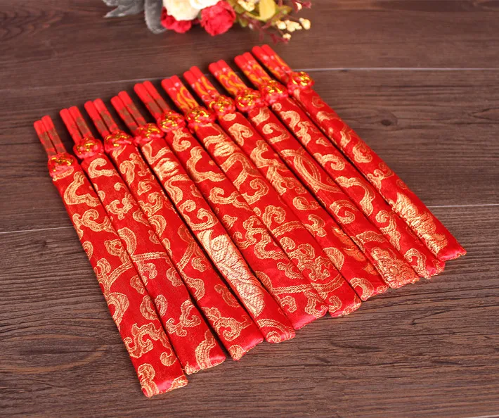 Новые деревянные китайские палочки для еды, печать как тематика "Счастье для двоих" и дракон, свадебные палочки для еды