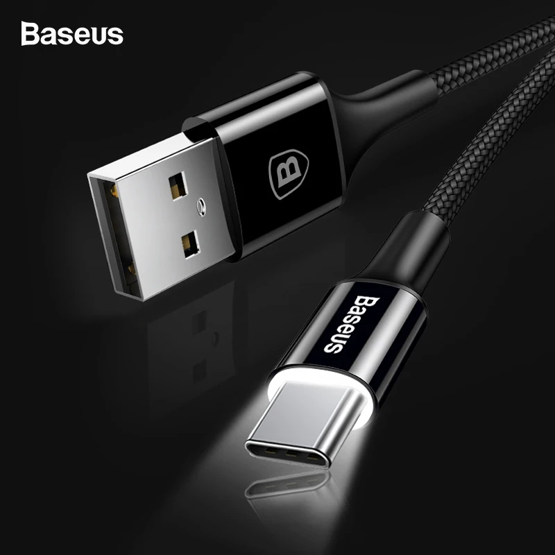 

Baseu LED Light Type-c USB C Cable Data Sync USB-C Type C Charger For Samsung S9 S8 Oneplus 5 5t Nexus 5X 6P Mobile Phone Cables